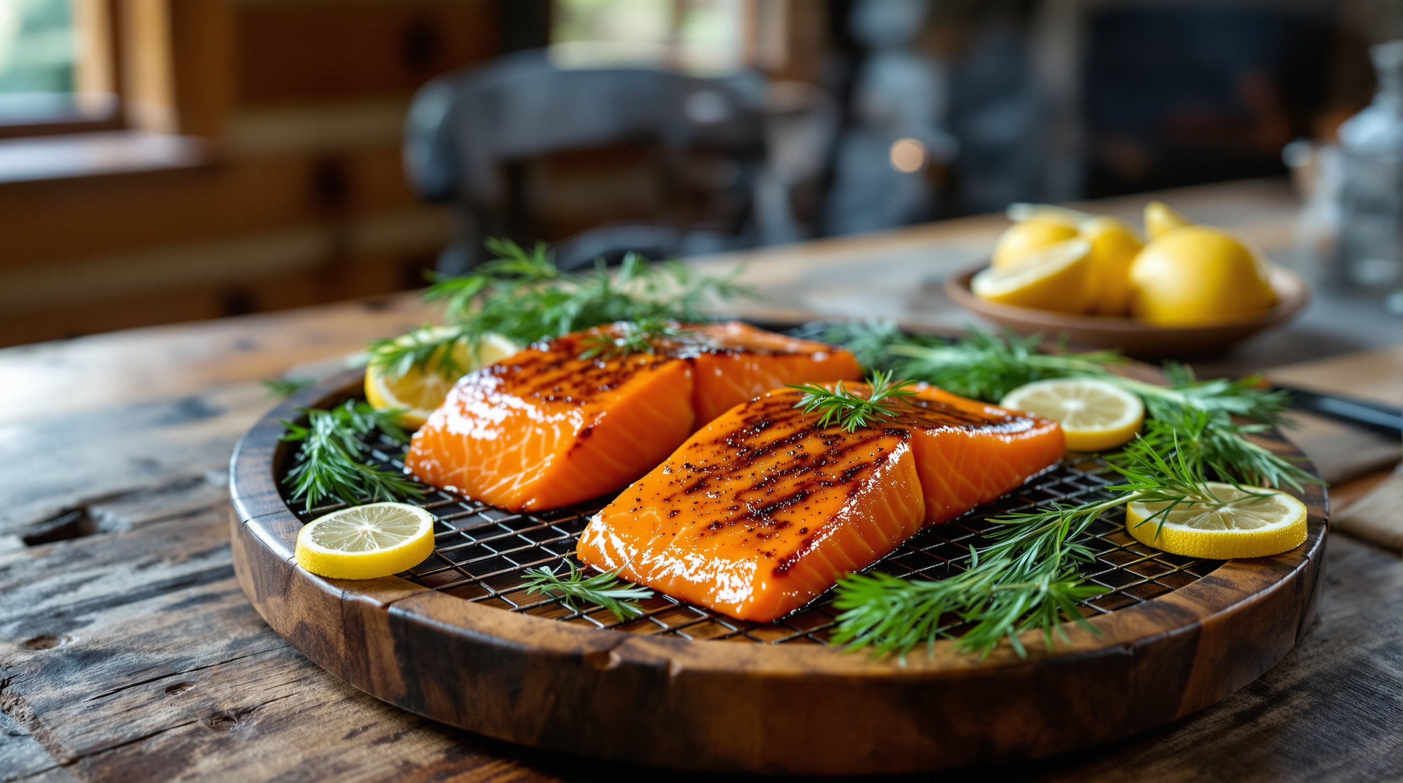 Traditional alder smoked salmon fillets
